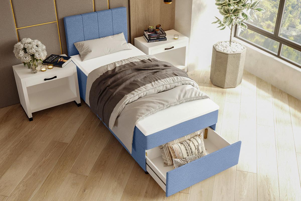 Boxbett Odin Blau ca. 90x200cm - Blau/Schwarz, KONVENTIONELL, Kunststoff/Textil (90/200cm) - Based