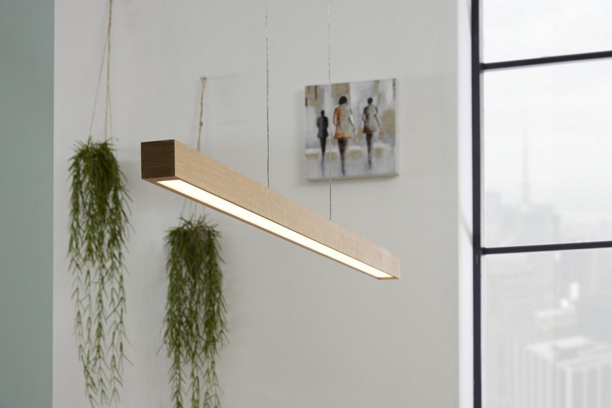 LAMPA WISZĄCA LED LU1509874FSC "SMAL" - kolor dębowy, Natur, drewno (100/6/110cm) - Dieter Knoll