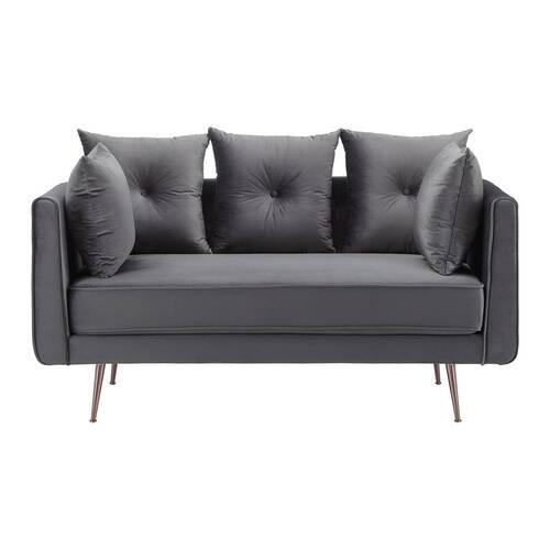 Dvosed Luis, Siva, Žamet - siva/rožnato zlata, Moderno, kovina/tekstil (155/87/87cm) - Bessagi Home