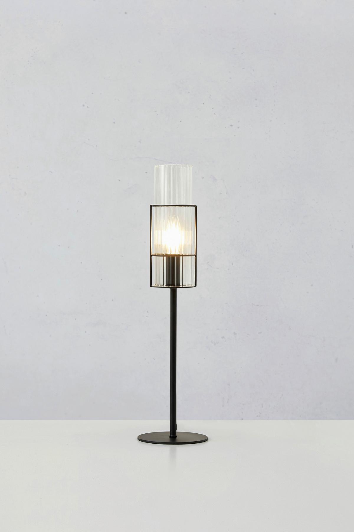 Tischleuchte Tubo Table Schwarz max. 40 Watt - Transparent/Schwarz, Basics, Glas/Metall (13/13/50cm) - Markslöjd