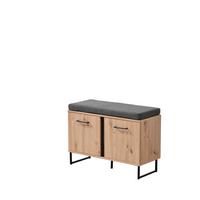 Előszobapad Sardinia - fekete/Artisan tölgy, Basics, faalapú anyag/textil (84,5/59,5/35cm)