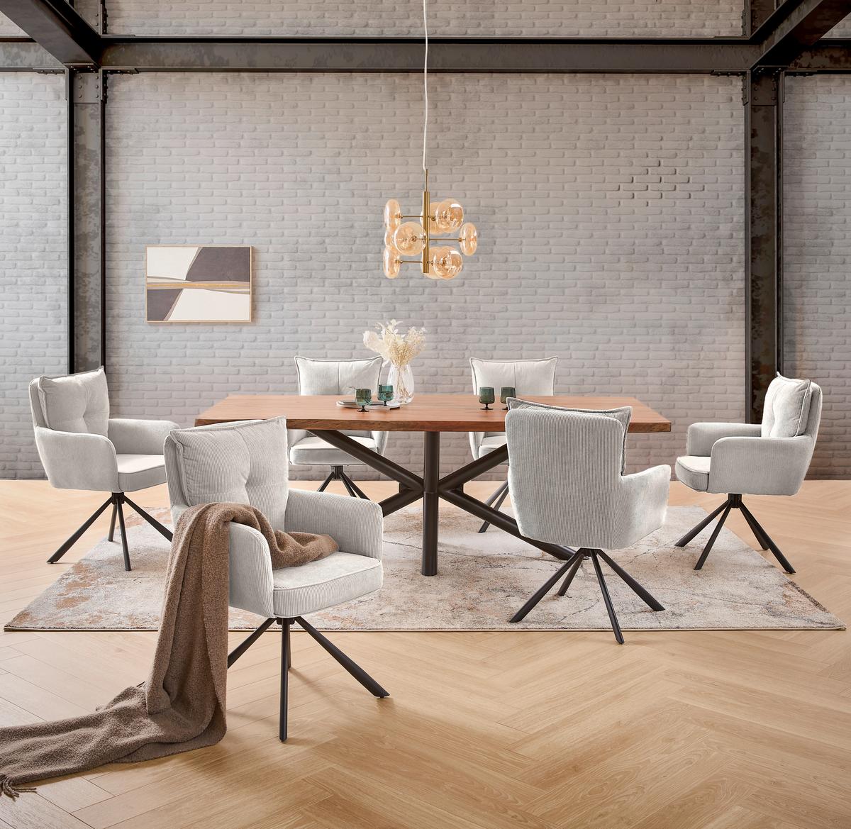 KRZESŁO Z PODŁOKIETNIKAMI POINT - beżowy, Design, metal/tkanina (60/95/67cm) - Novel