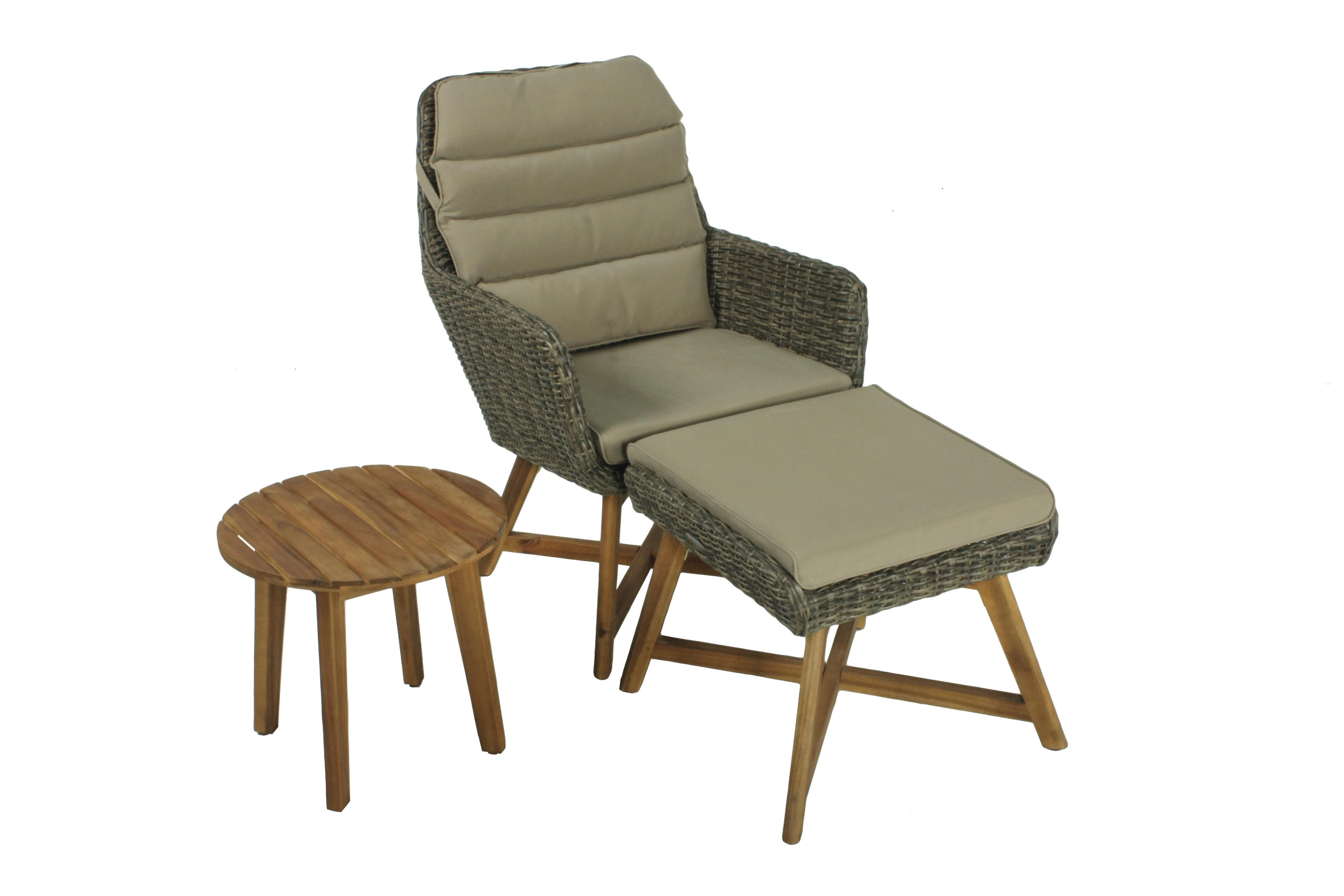 Loungsessel Clavia ca. 65x95x85 cm Braun/Akazie - Beige/Braun, Basics, Holz/Kunststoff (65/95/85cm) - Gardenson
