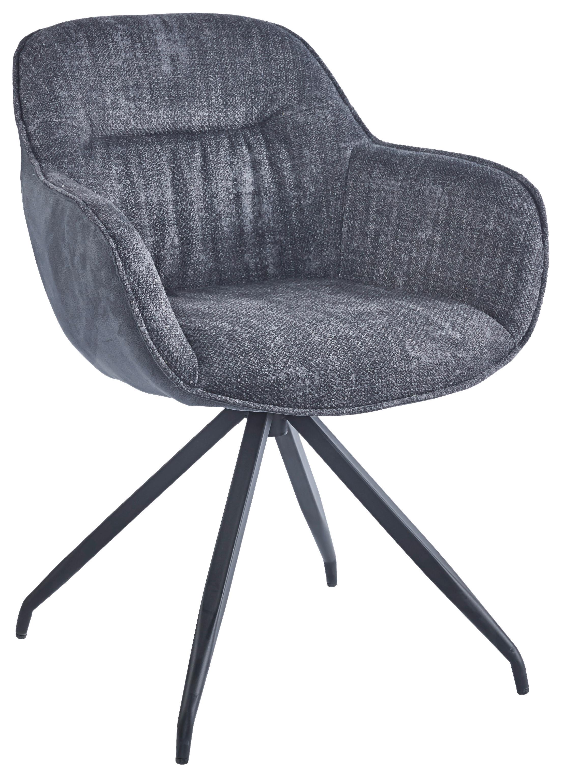 Armlehnstuhl Nadja in Grau - Schwarz/Grau, MODERN, Textil/Metall (62/83/63cm) - Mömax