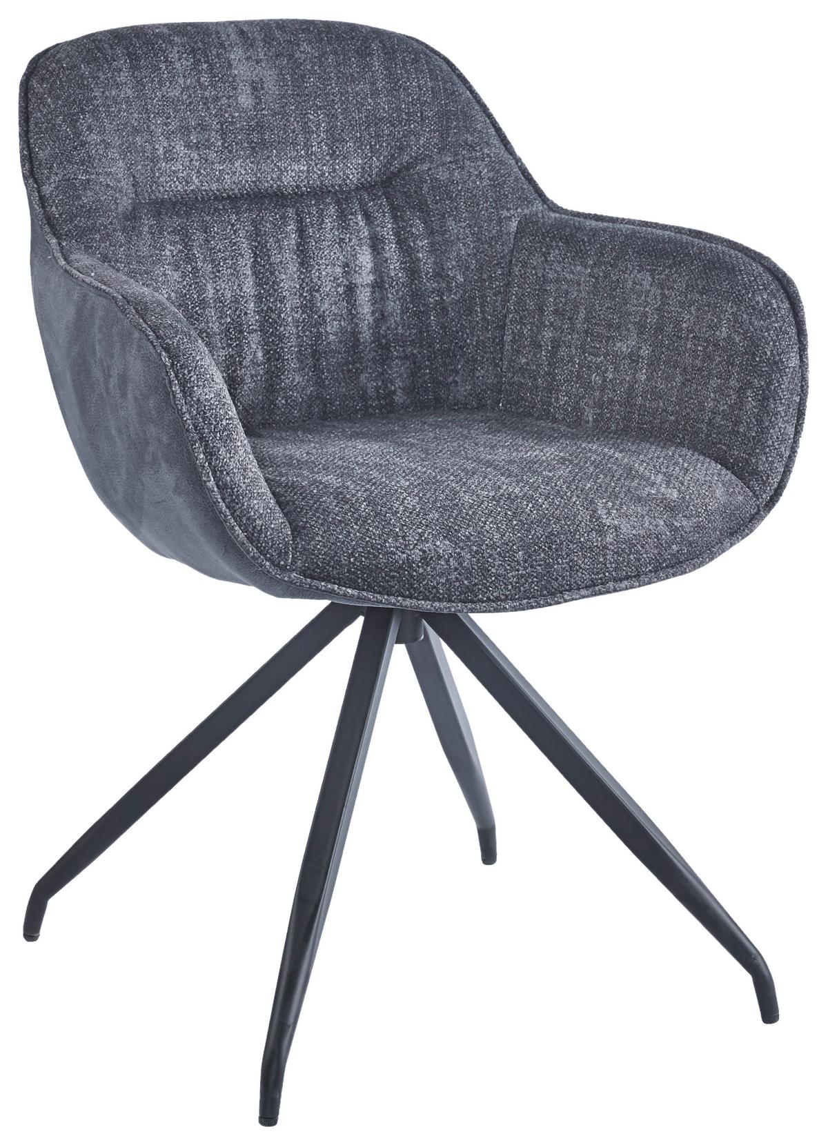 Stolica S Rukonaslonima Nadja - siva/crna, Moderno, metal/tekstil (62/83/63cm) - Mömax