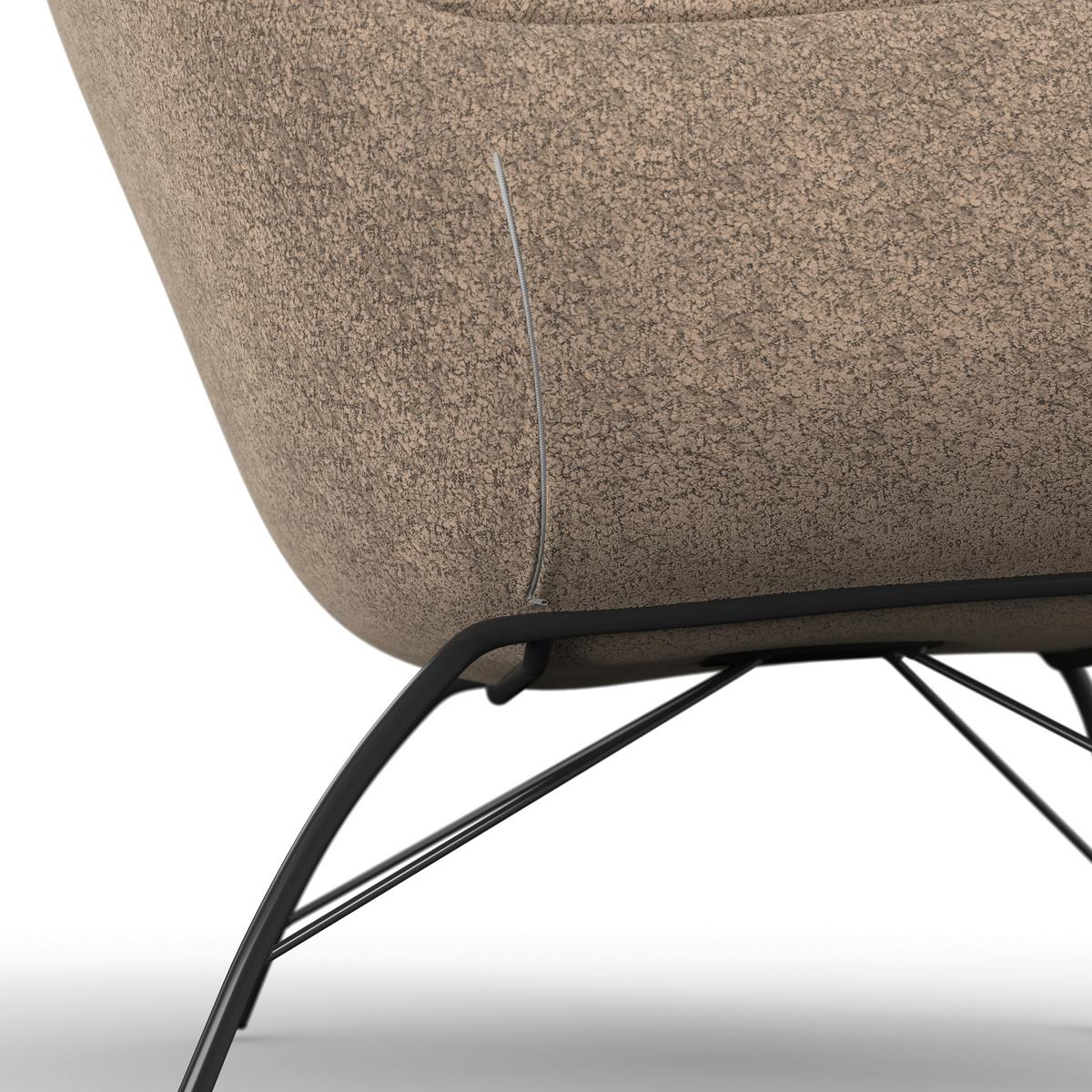 Relaxsessel Robin Bouclé Braun - Schwarz/Braun, MODERN, Textil/Metall (72/78/81cm) - Bessagi Home