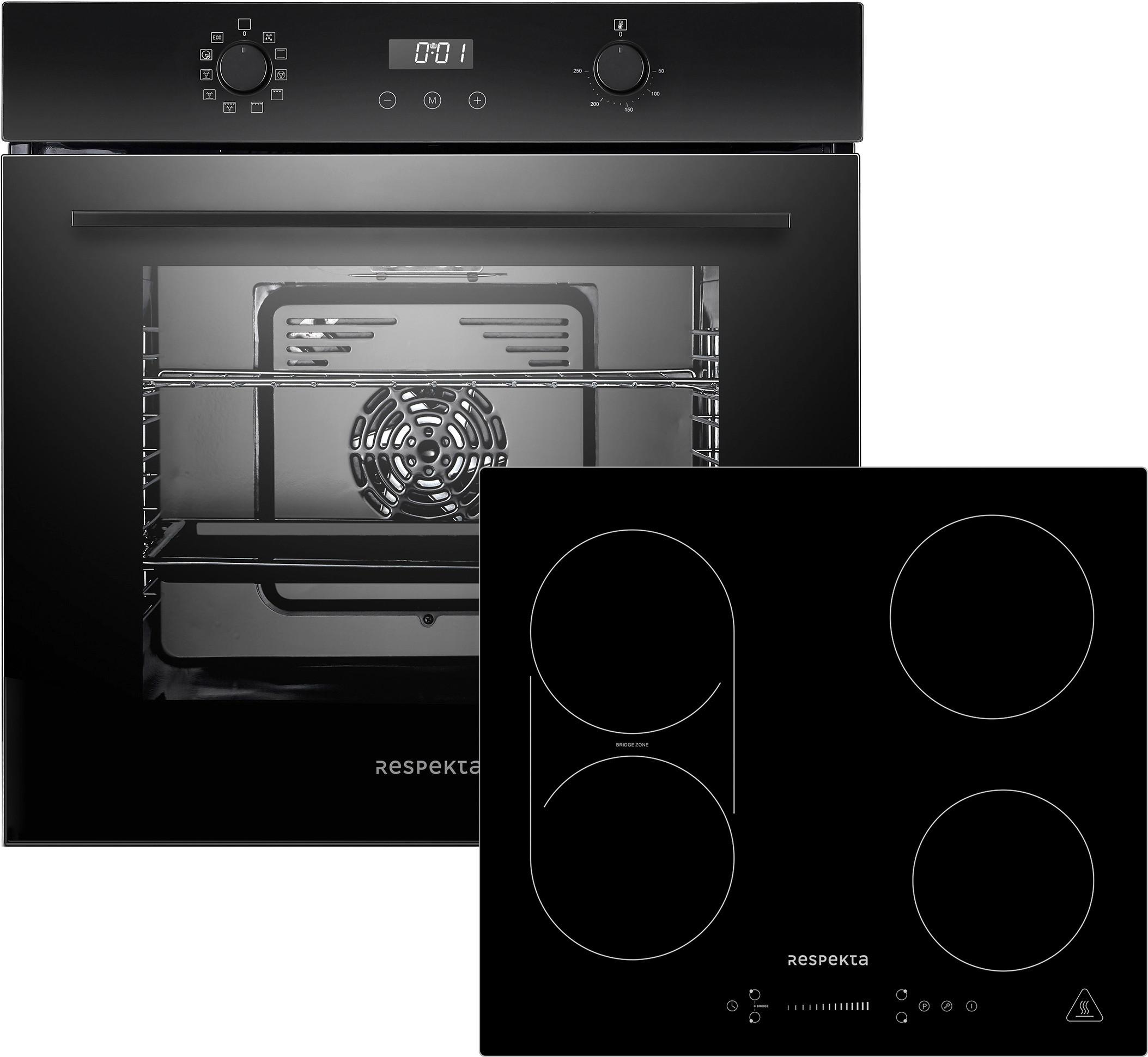 Backofenset ASET7006600l ca. 59,5/59,5/56,5 cm Schwarz - Schwarz, Trend, Glas/Metall (59,5/59,5/56,5cm) - Respekta