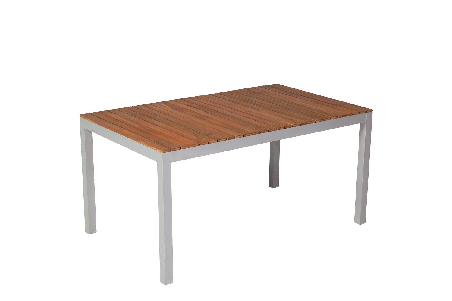 Gartentisch Naxos Akazie/ Silber ca. 150x74x90cm - Silberfarben/Akaziefarben, ROMANTIK / LANDHAUS, Holz/Metall (150/90/74cm) - Gardenson