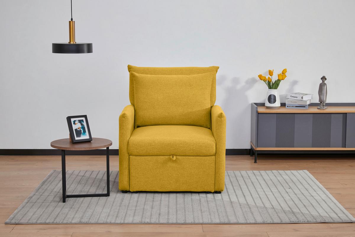 Fotelja Na Razvlačenje Celine - tamno žuta/crna, Moderno, drvo/tekstil (84/97/102cm) - Mömax