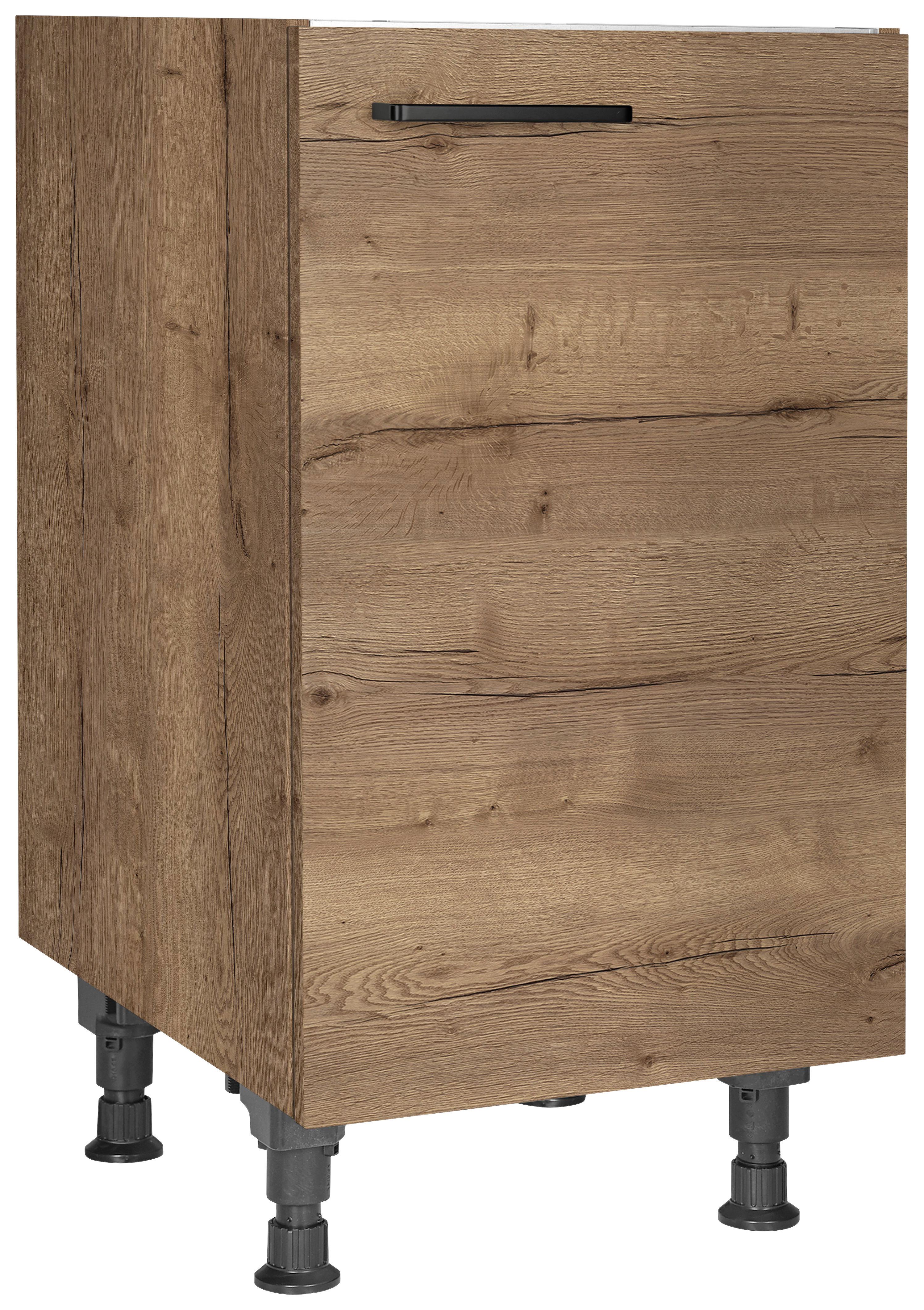 Spülenunterschrank Structura Eiche dunkel - Eiche dunkel/Schwarz, MODERN, Holzwerkstoff/Metall (45/87/56cm) - Nobilia
