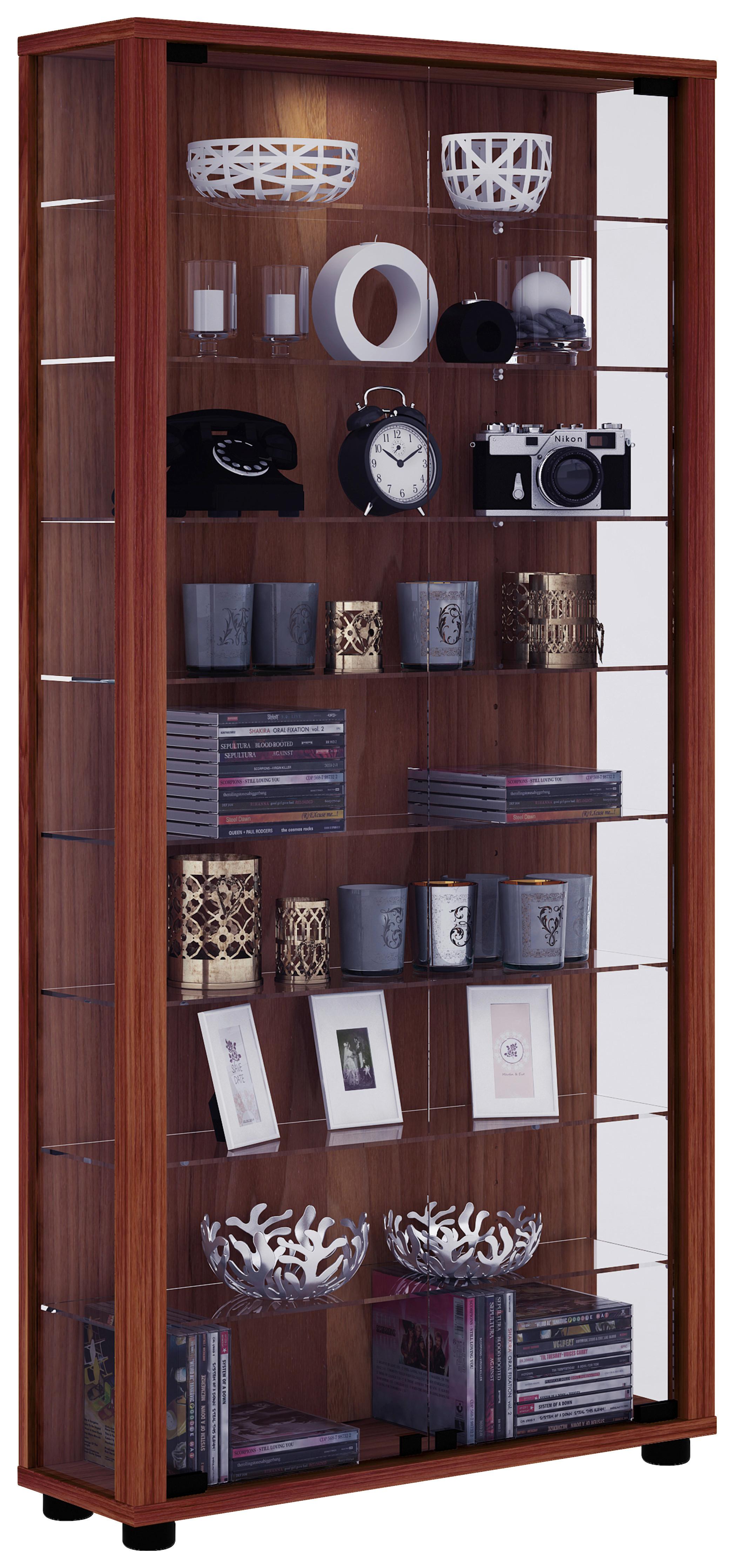 VITRINE LUMO MAXI - Nussbaumfarben/Schwarz, Design, Glas/Holzwerkstoff (59/113/18cm) - MID.YOU