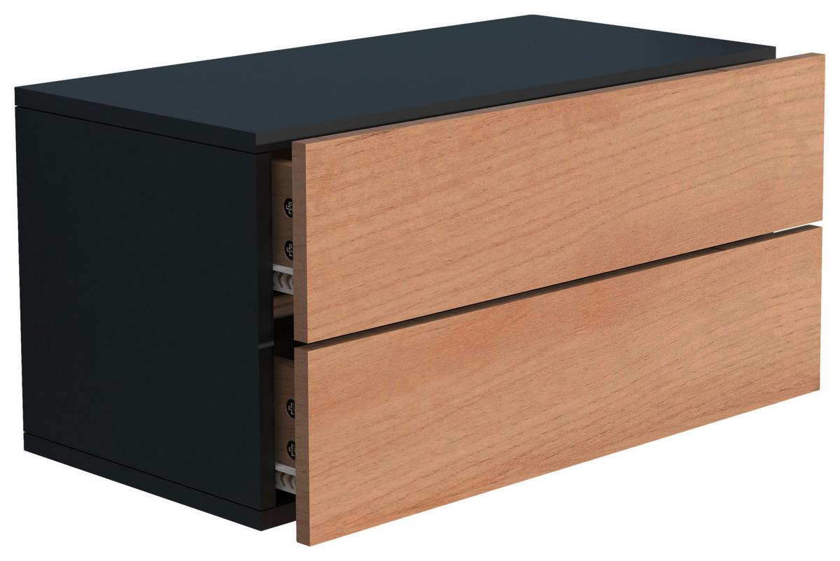 Nočna Omarica Usal L 60, Hrast, Črna - črna/medeni hrast, Moderno, leseni material (60/30/32cm) - MID.YOU