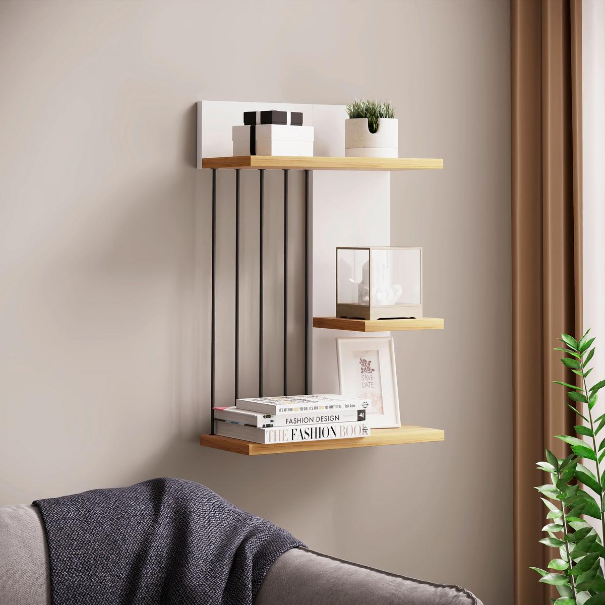 Wandboard Dolira - Weiss/Eichefarben, Design, Holzwerkstoff (40/60/19cm) - Livetastic