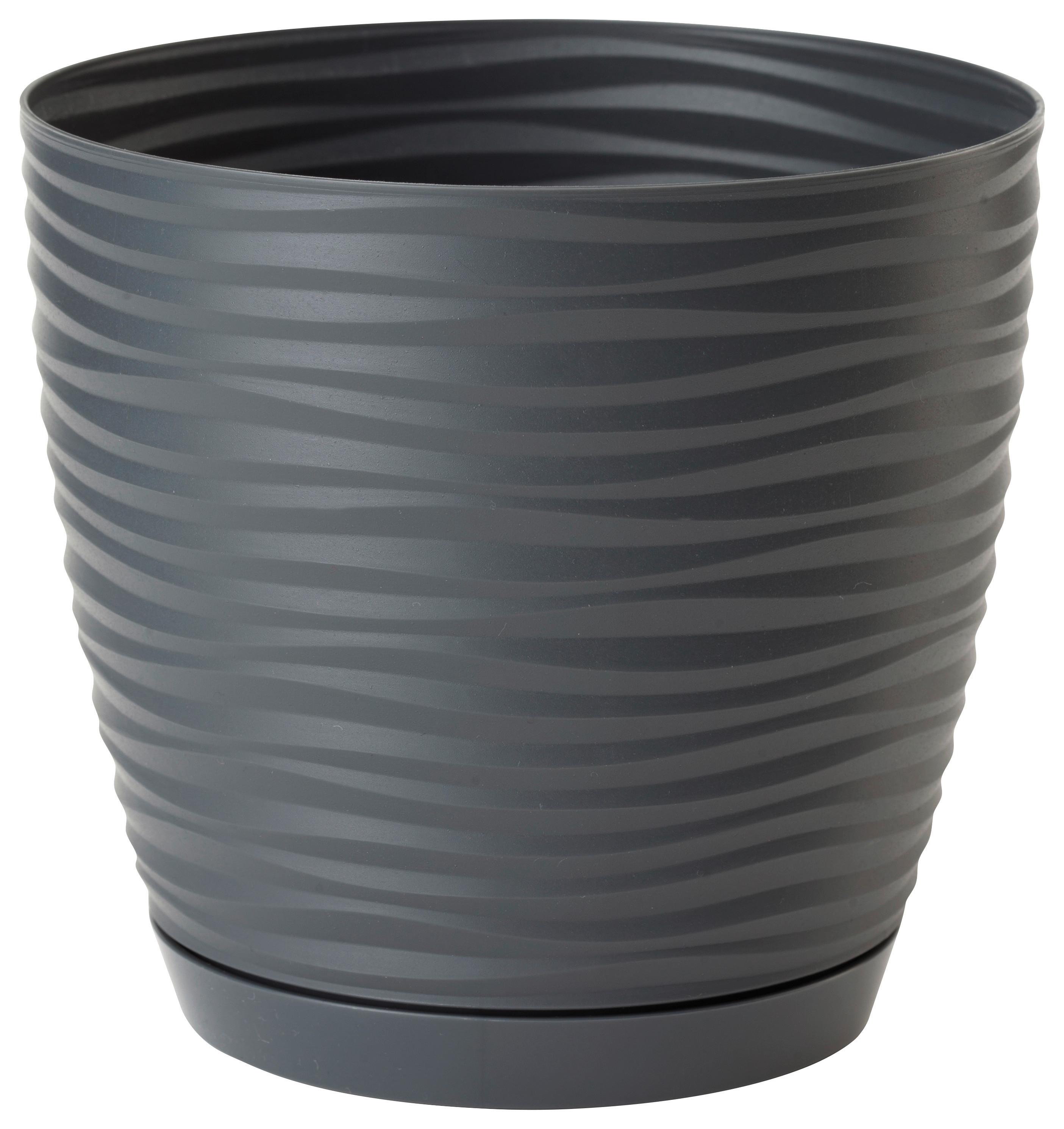 Kaspó Átm.: Kb. 16,7cm Sardun Complete - antracit, Basics, műanyag (16,7/15,40cm)