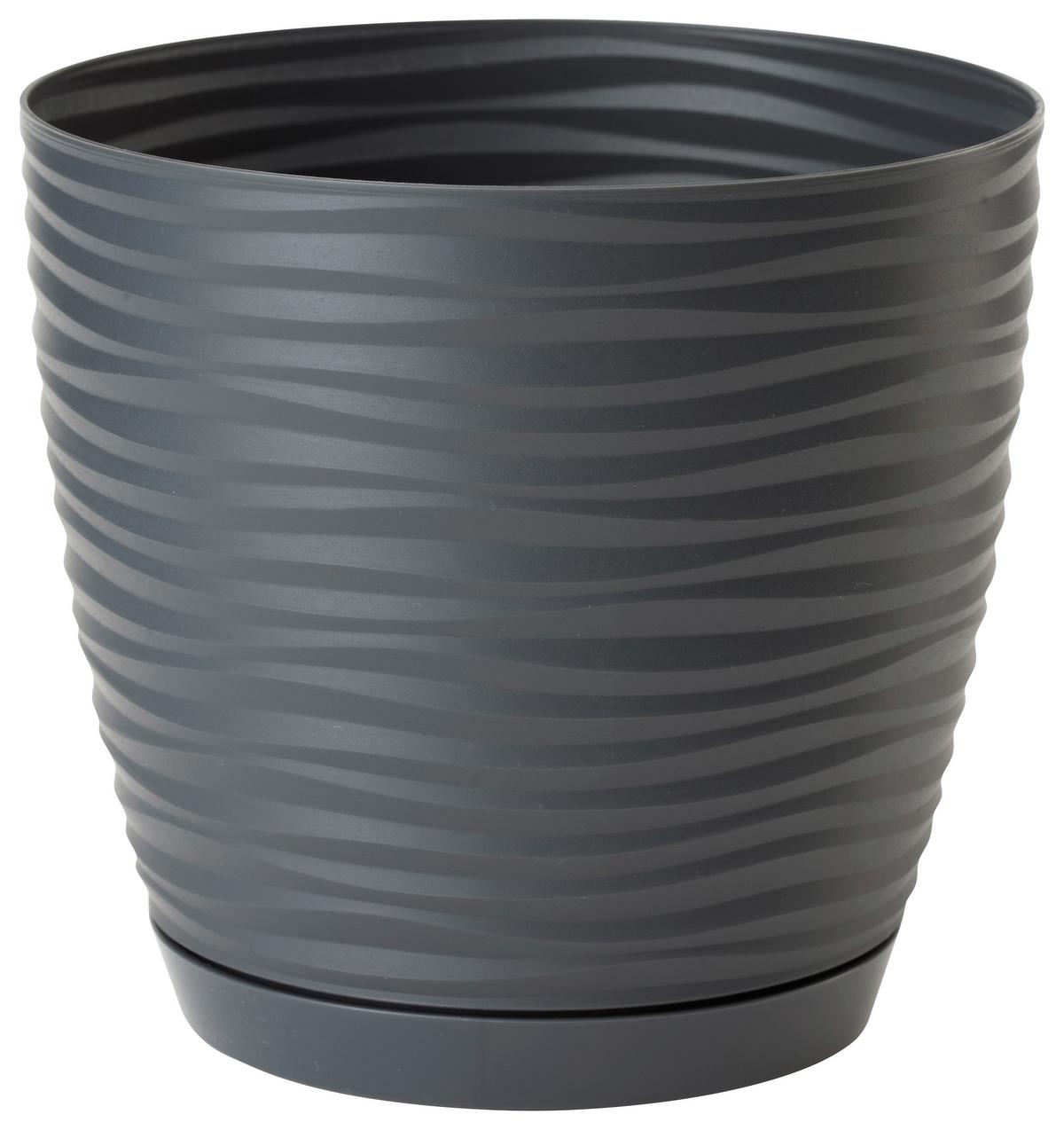 Kaspó Átm.: Kb. 16,7cm Sardun Complete - antracit, Basics, műanyag (16,7/15,40cm)