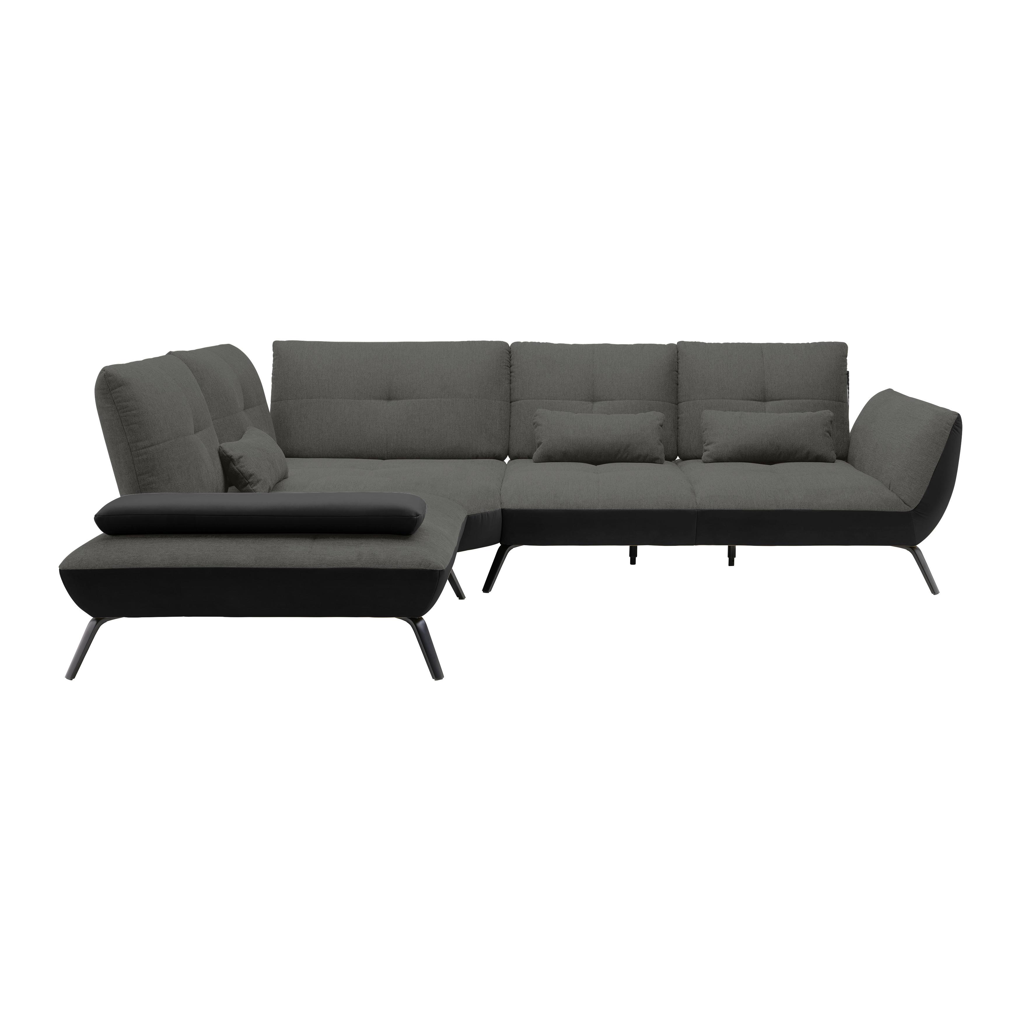 Wohnlandschaft Anthrazit/schwarz - Anthrazit/Schwarz, Modern, Holzwerkstoff/Textil (250/93/310cm) - Premium Living