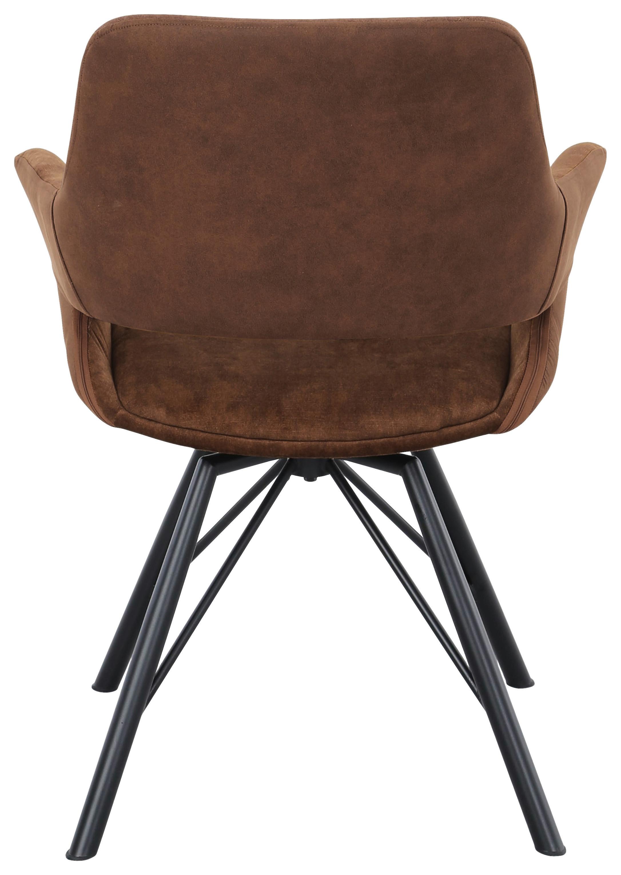 STOL MED ARMSTÖD ADRIANA - grön/brun, Modern, metall/trä (61/85/62,5cm) - Mömax