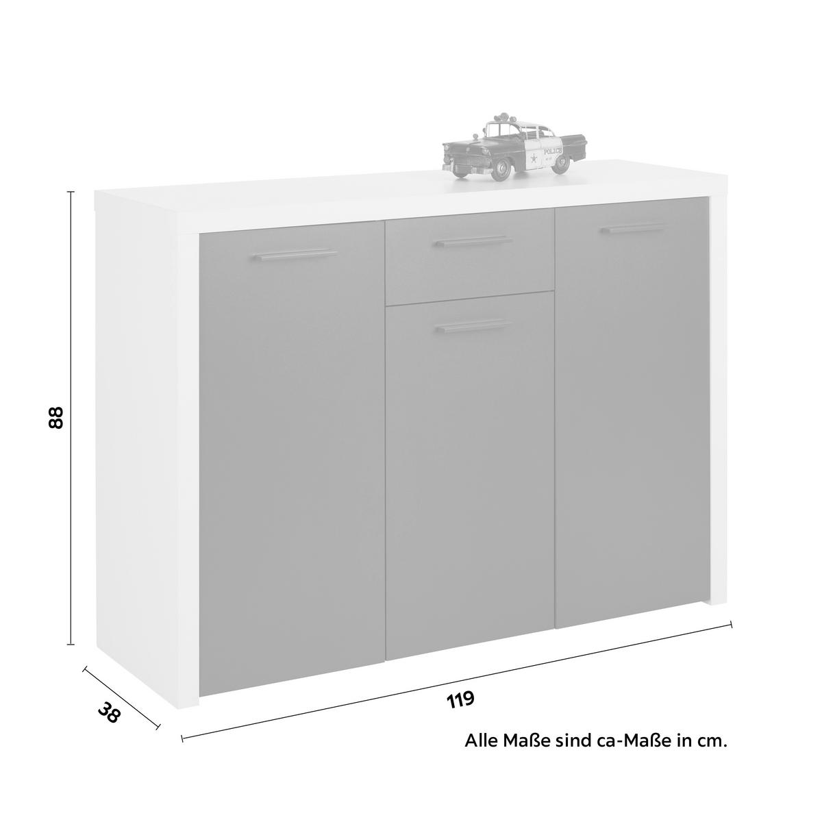 Sideboard Modica in Anthrazit/Weiß - Anthrazit/Weiß, MODERN, Holzwerkstoff/Kunststoff (119/88/38cm) - Mömax