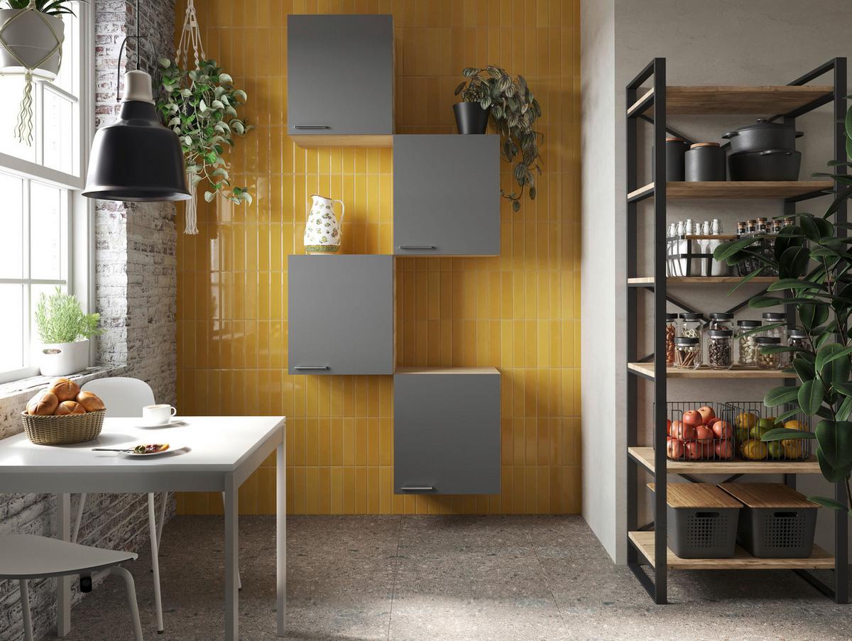 Set Kuhinjskih Zgornjih Omaric Merle, 4 Kos - srebrne barve/siva, Basics, kovina/leseni material (100/224,4/34,6cm) - Respekta