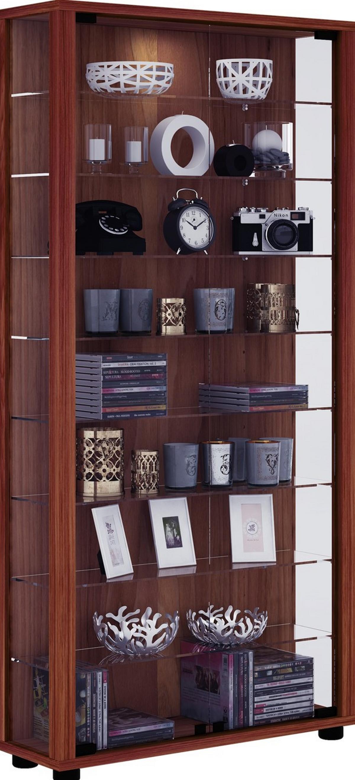 Vitrina Lumo, Oreh - barve oreha, Moderno, umetna masa/steklo (59/114,8/18cm) - MID.YOU