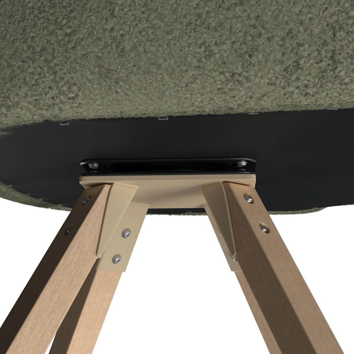 Armlehnstuhl Naya Grün Chenille Drehbar Gepolstert - Buchefarben/Grün, MODERN, Holz/Textil (62/65/81cm) - Bessagi Home