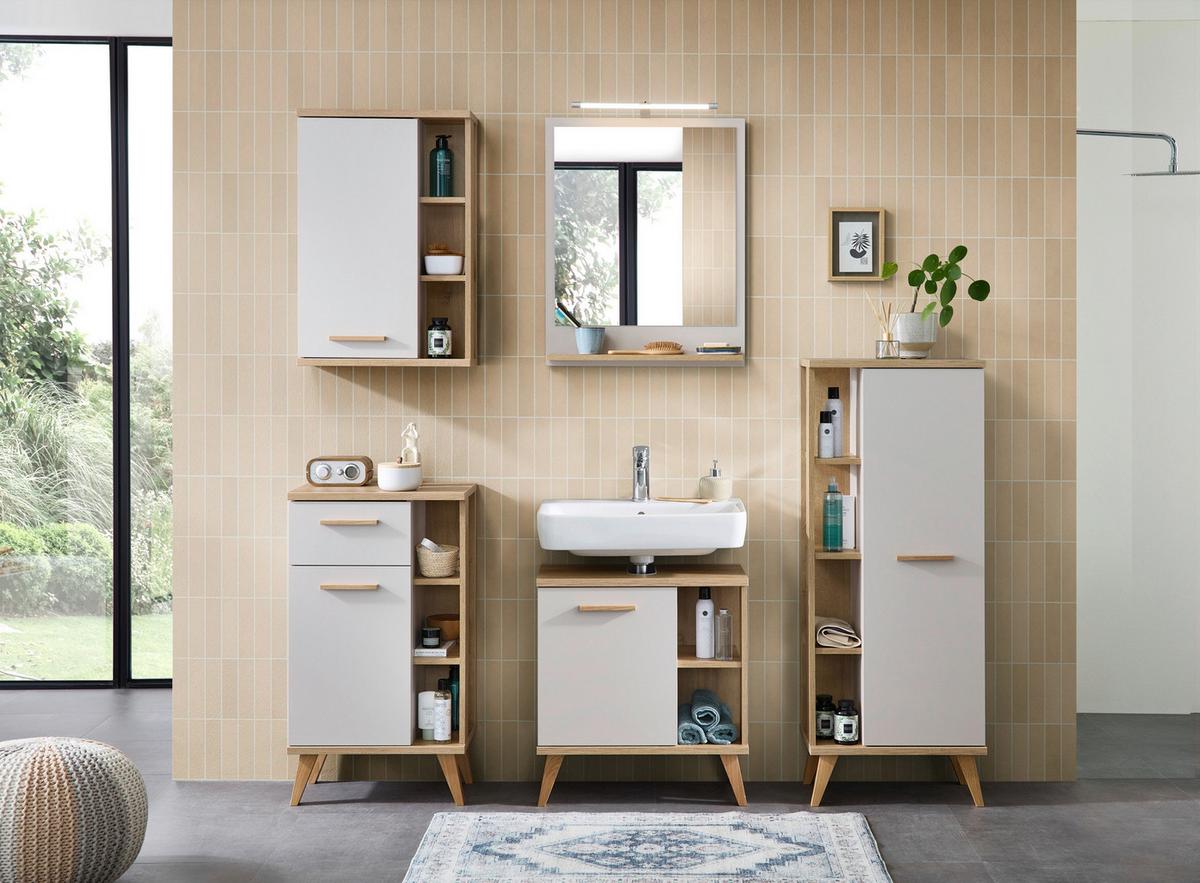 LUSTRO ŁAZIENKOWE QUICKSET 966 - kolor dębowy/kaszmir, Design, materiał drewnopochodny (60/74,5/15,5cm) - Xora