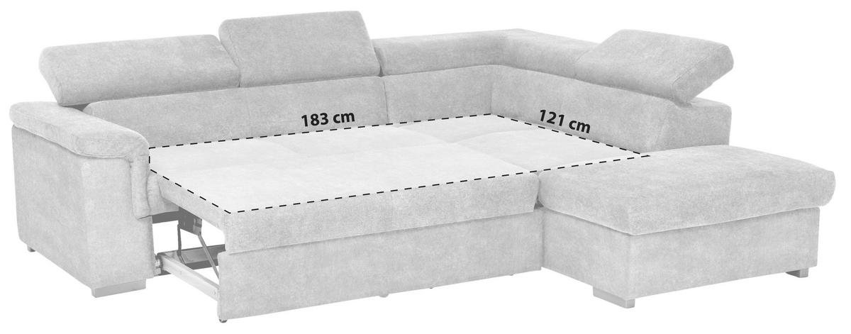 Wohnlandschaft Milla Grau ca. 252x217 cm - Grau, Basics, Holz/Textil (252/217cm) - MID.YOU