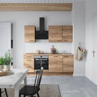 Küchenblock Structura High m. Geräten Eiche dunkel - Eiche dunkel/Schwarz, MODERN, Holzwerkstoff/Metall (210cm) - Nobilia