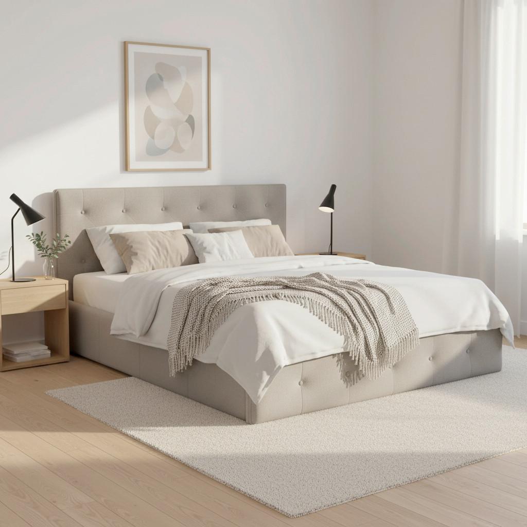 Oblazinjena Postelja Julie, Svetlo Siva, 180x200 - črna/naravne barve, Moderno, kovina/umetna masa (180/200cm) - Bessagi Home