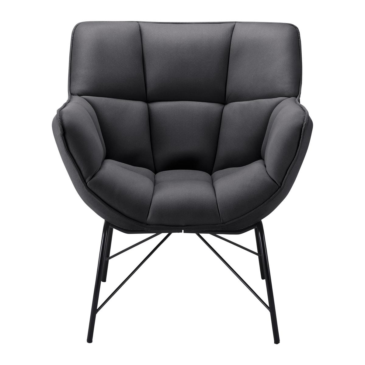 Relaxsessel dunkelgrau, "Robin" - Dunkelgrau/Schwarz, MODERN, Textil/Metall (72/78/81cm) - Bessagi Home