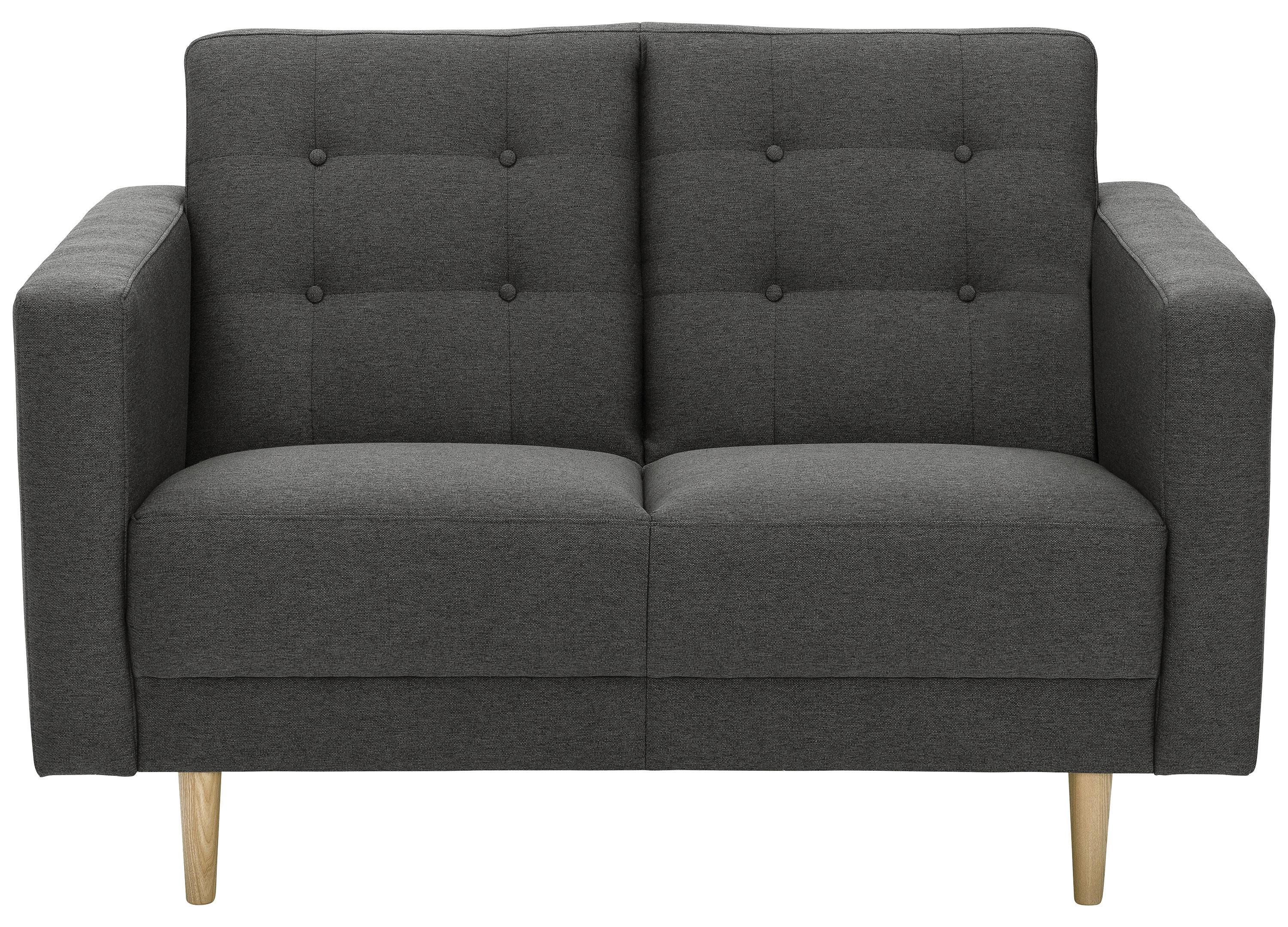 2-Sitzer-Sofa Jasmin Anthrazit Flachgewebe mit Schlaffunktion - Anthrazit/Eschefarben, MODERN, Holz/Textil (128/81cm) - Max Winzer