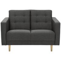 2-Sitzer-Sofa Jasmin Anthrazit Flachgewebe mit Schlaffunktion - Anthrazit/Eschefarben, MODERN, Holz/Textil (128/81cm) - Max Winzer