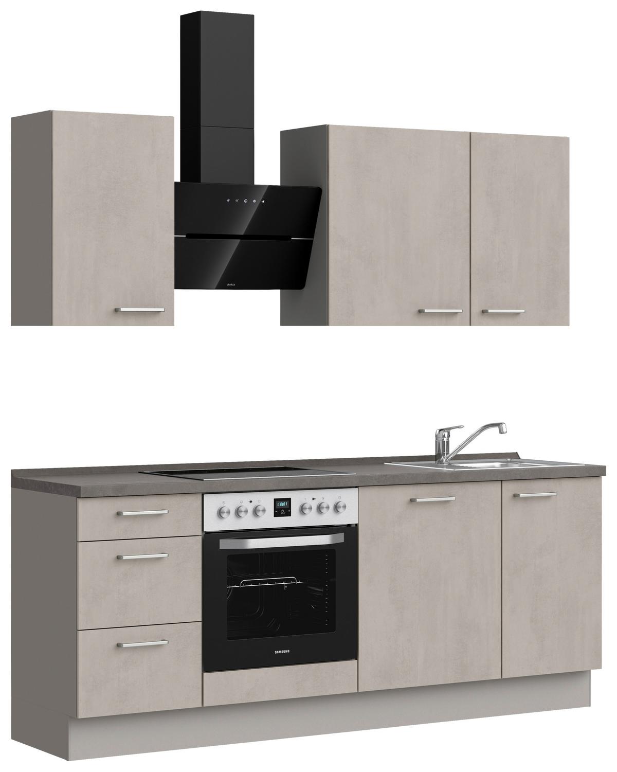 Küchenblock Riva High m. Geräten Grau - Schieferfarben/Edelstahlfarben, MODERN, Holzwerkstoff/Metall (210cm) - Nobilia