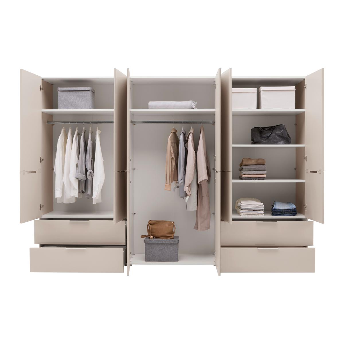 Drehtürenschrank Siena Kaschmir - Kaschmir/Chromfarben, KONVENTIONELL, Glas/Holzwerkstoff (300/212/57cm) - Premium Living