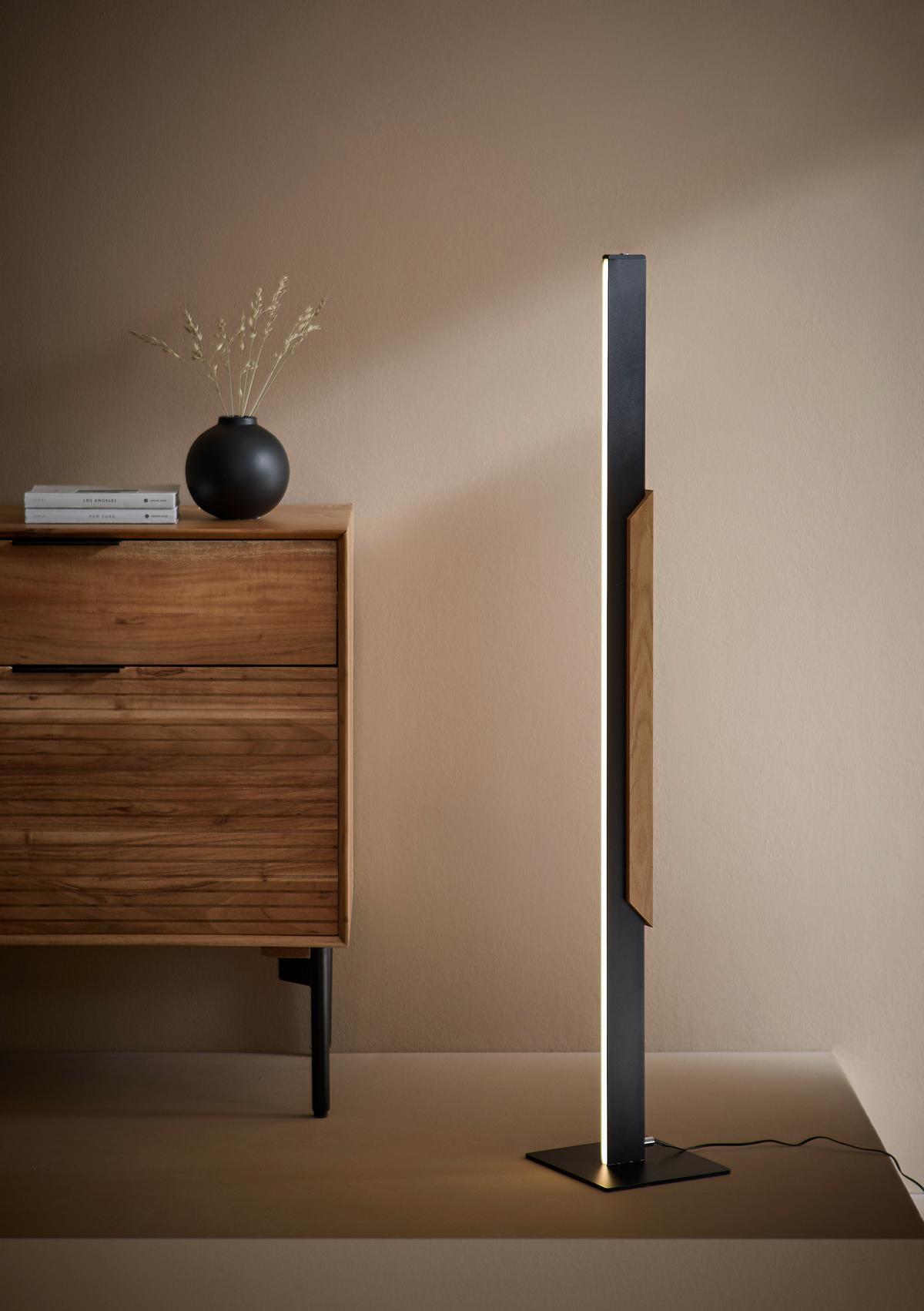 LAMPA STOJĄCA LED G70195/76 ARCUS - czarny/dąb bianco, Natur, tworzywo sztuczne/metal (20/20/126cm) - Brilliant