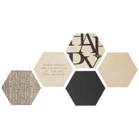 Bild Hexagon, 5er Set - Weiss/Schwarz, Holz (30/25cm) - Modern Living