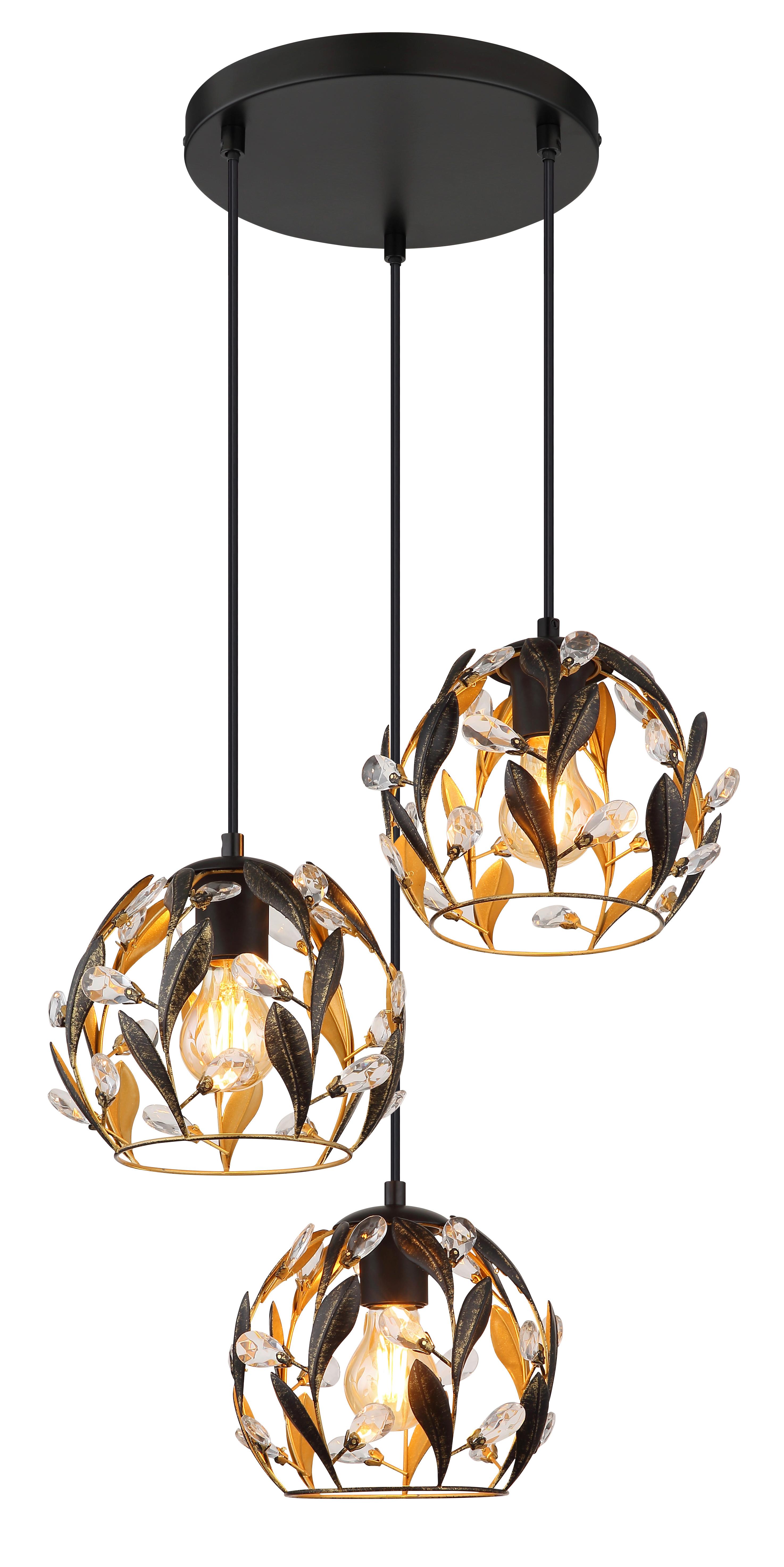 HÄNGELEUCHTE 15759-3HR MIKA - Klar/Goldfarben, Basics, Kunststoff/Metall (40/150cm) - Globo