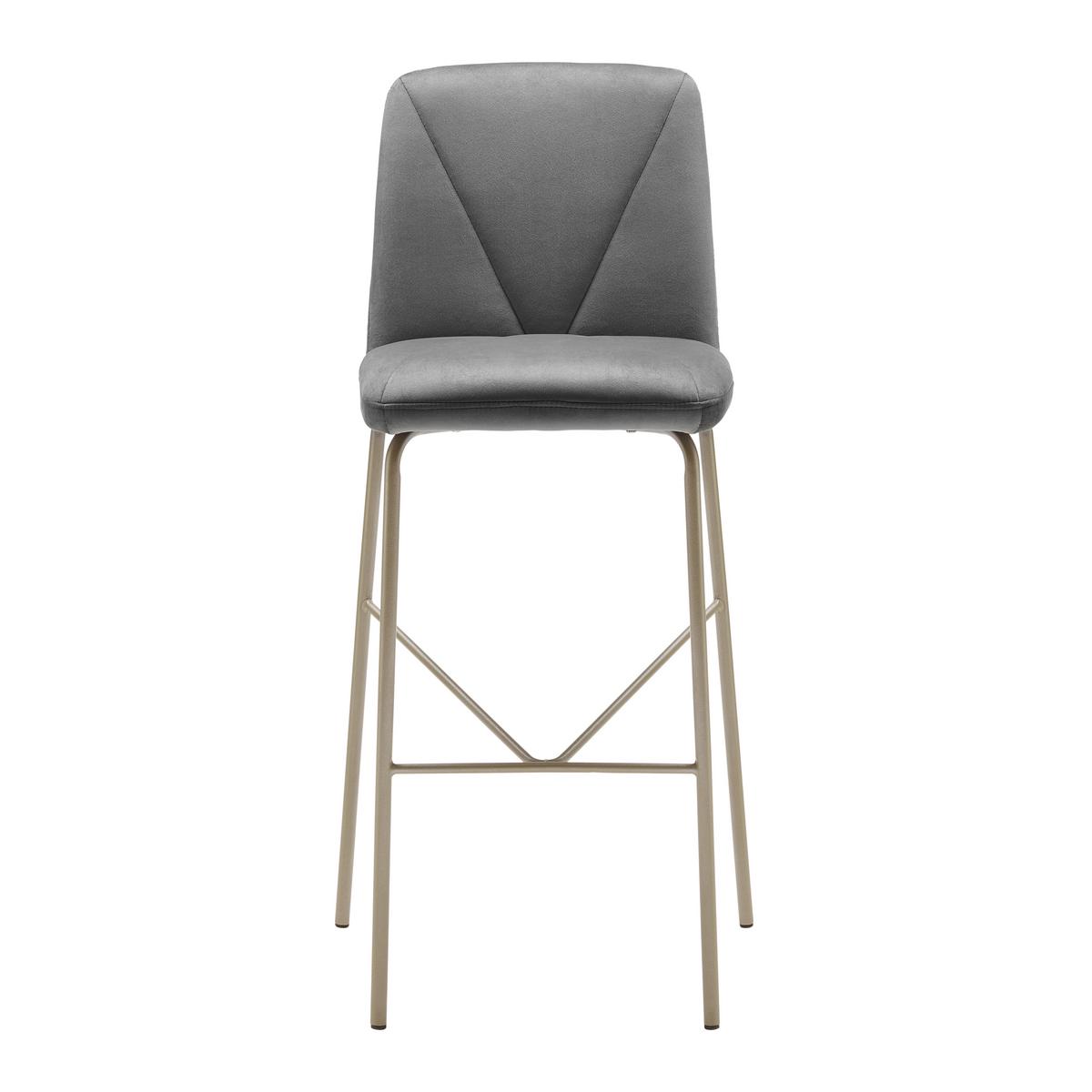 Barhocker  Tara Grau Samt Gepolstert - Champagner/Grau, MODERN, Holz/Textil (53/110/57cm) - Bessagi Home