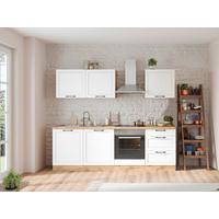 Küchenzeile Meran ohne Geräte ca. 240 cm Weiß/Eiche - Eiche Wotan/Schwarz, LIFESTYLE, Holzwerkstoff/Metall (240cm) - Held