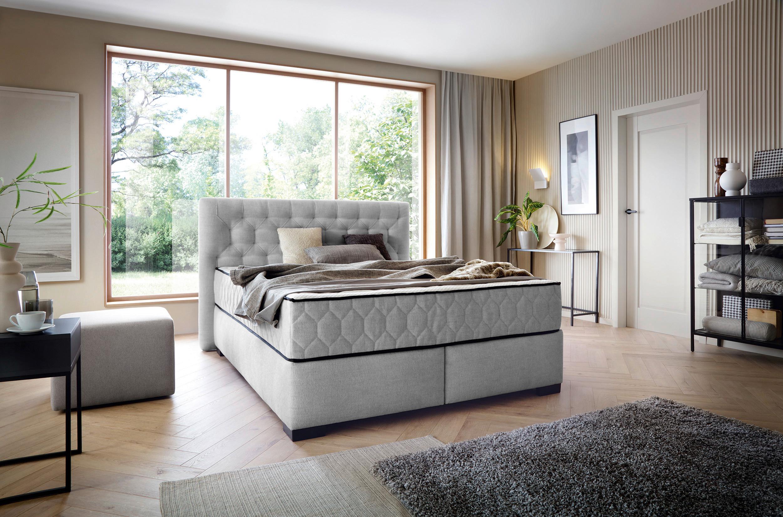 Boxspring Krevet Prestige - svijetlo siva, Moderno, plastika (180/200cm) - Premium Living