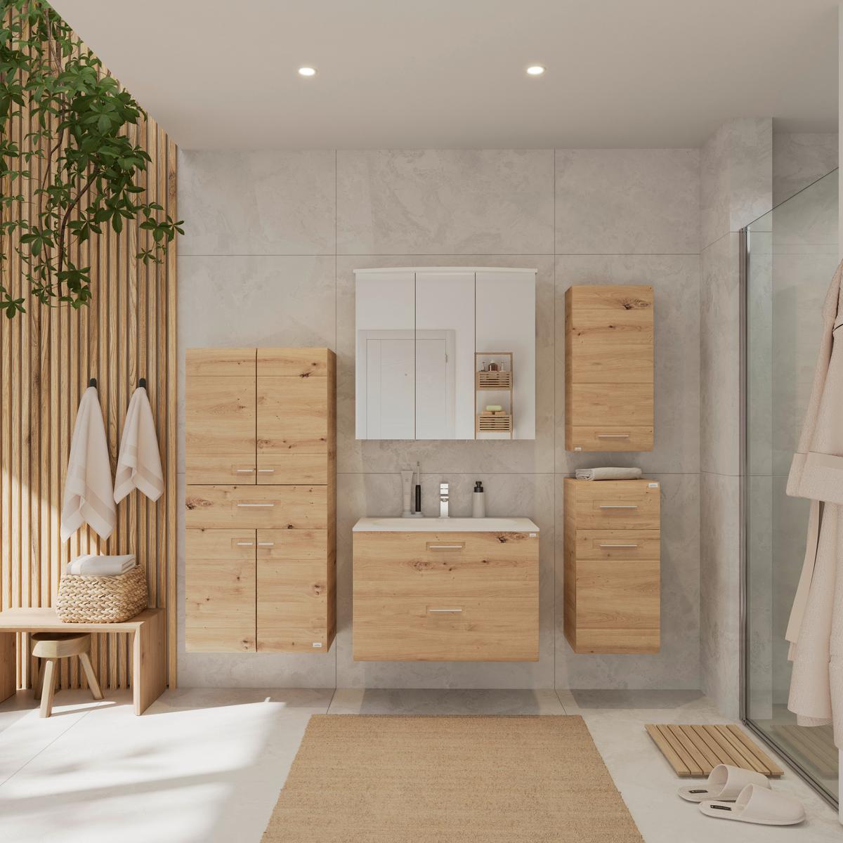 Dulap mediu Avensis - culoare lemn stejar, Modern, material pe bază de lemn (60/128,5/33cm) - Luca Bessoni