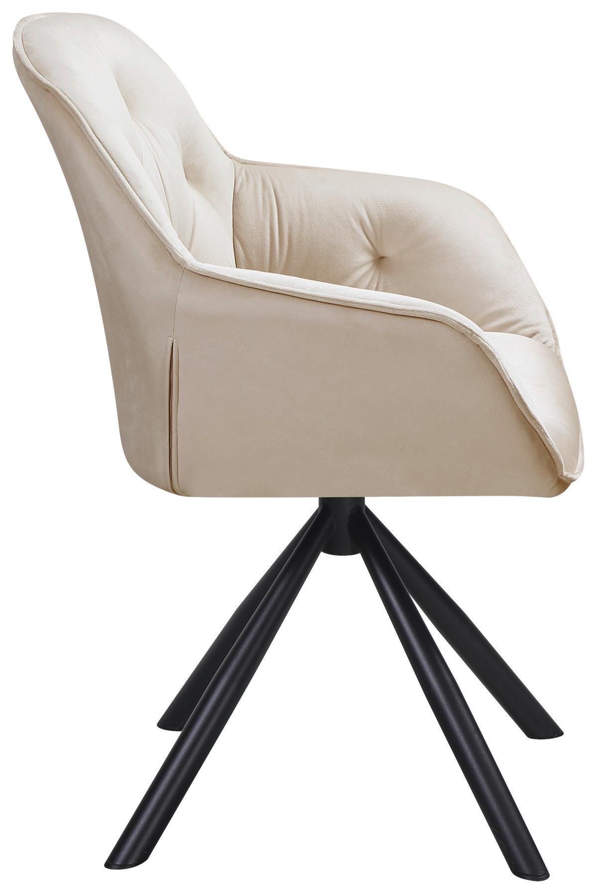 Naslanjač Silvi, Bež, Žamet, Vrtljiv - črna/bež, Konvencionalno, kovina/tekstil (62/85/62cm)