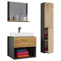 Kopalnica Lendas, Siva, Hrast - bela/medeni hrast, Moderno, leseni material/keramika (94cm) - MID.YOU