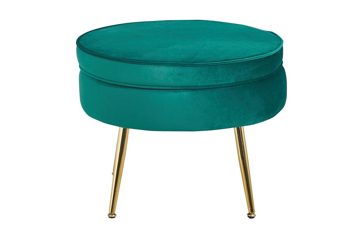 Tabure Samt, Zelena - zlate barve/zelena, Moderno, kovina/tekstil (52/41cm) - Livetastic