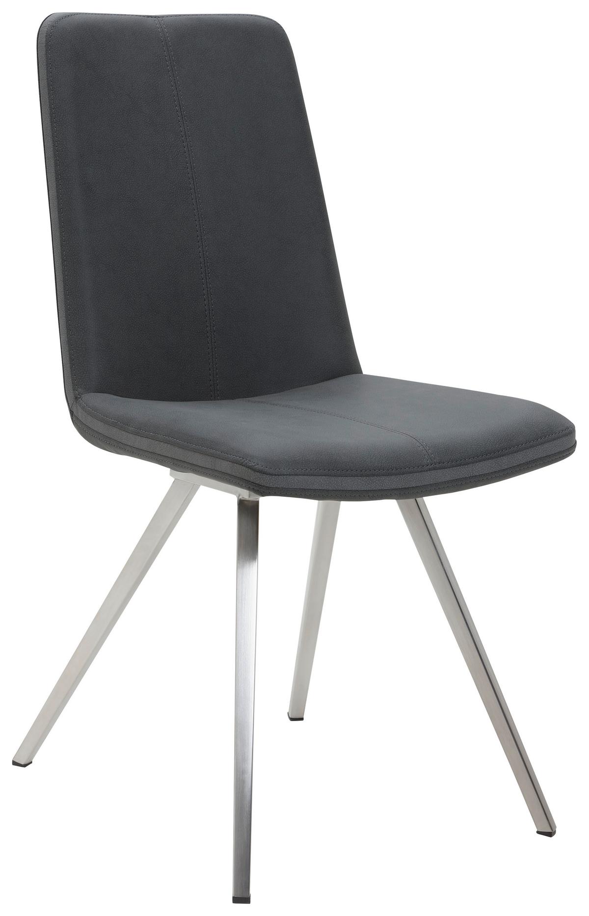 KRZESŁO GILBERT - antracytowy/kolor stalowy, Design, metal/tkanina (45/92/63cm) - Voleo