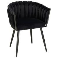 KRZESŁO Z PODŁOKIETNIKAMI WEAVY -TREND- - czarny, Modern, metal/drewno (64/78/55cm) - Premium Living