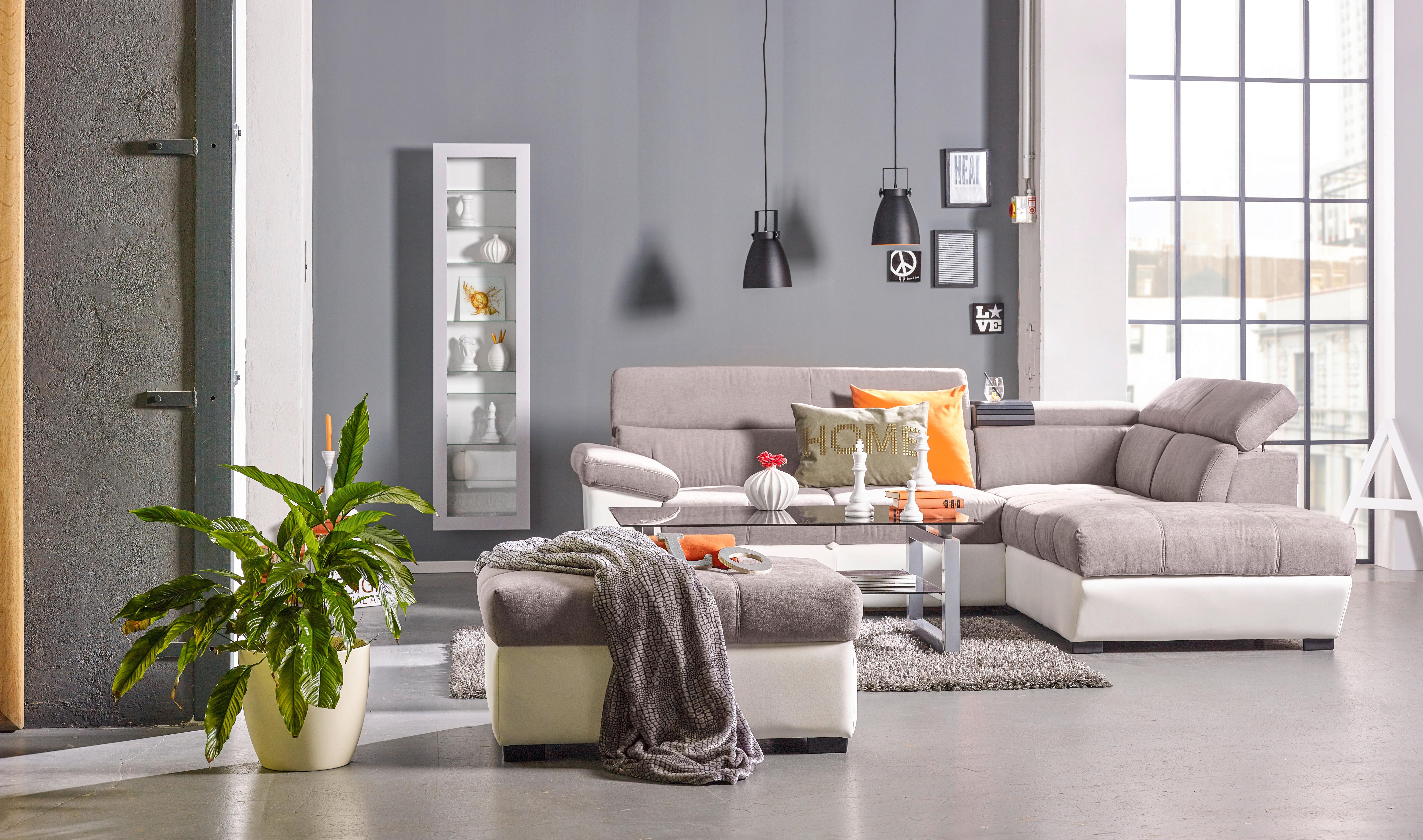 Hocker in Grau/Weiß - Schwarz, KONVENTIONELL, Kunststoff/Textil (100/48/74cm) - Based