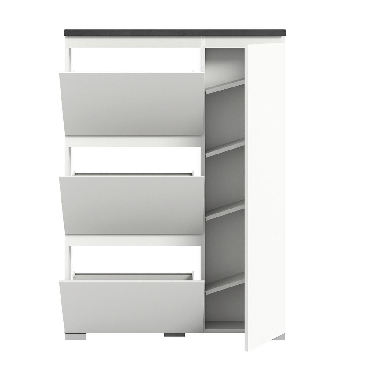 Schuhschrank Shoelove in Weiß/Grau - Silberfarben/Weiß, MODERN, Holzwerkstoff (95/133/18cm)