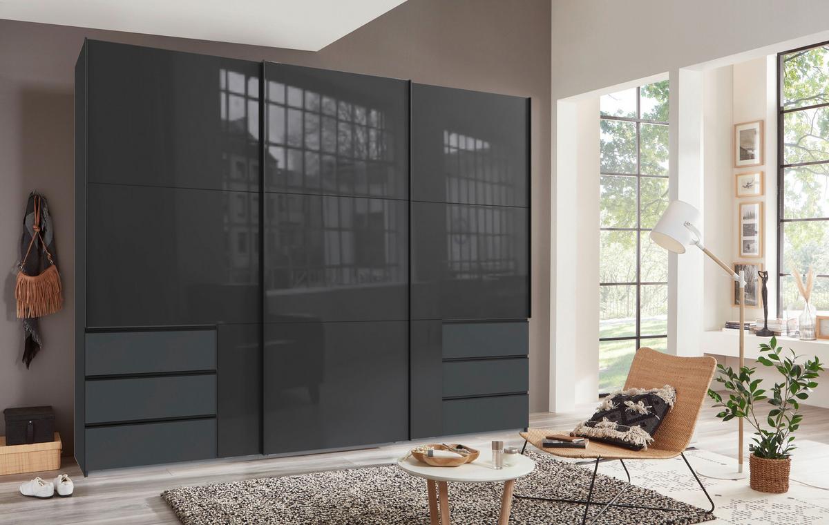 Ormar Level 36 C - siva/boje grafita, Design, staklo/drvni materijal (300/236/65cm) - Premium Living