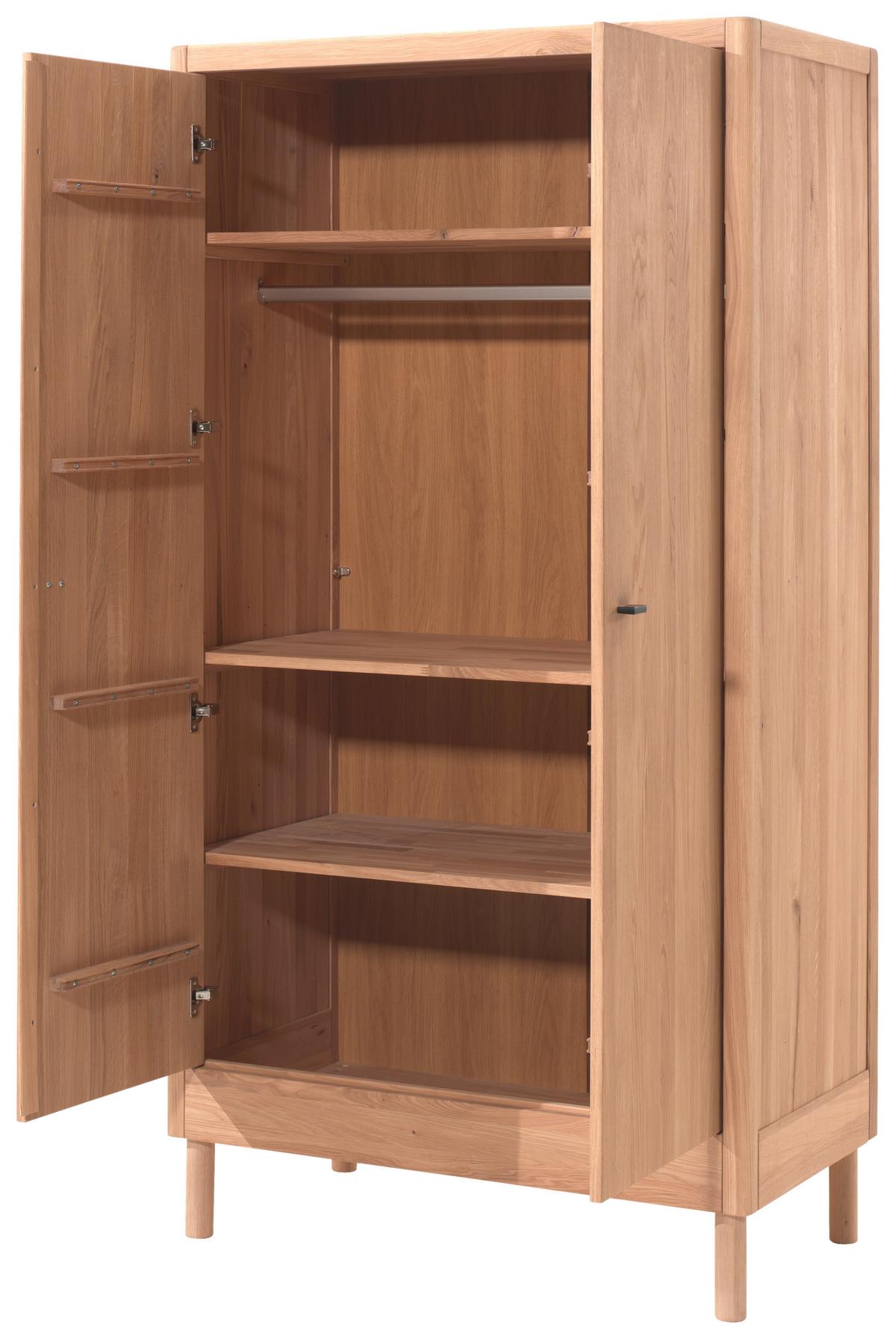 Drehtürenschrank FORREST Naturfarben - Schwarz/Naturfarben, MODERN, Holz/Metall (100/190/55cm) - Vipack